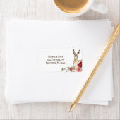 Hübsche Peony-Blume und Kaninchenadresse Adressaufkleber (Insitu)