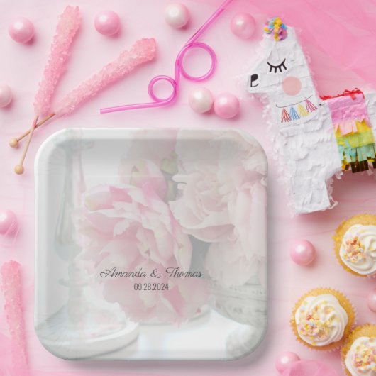 Hübsche Peony Wedding Pappteller (Party)