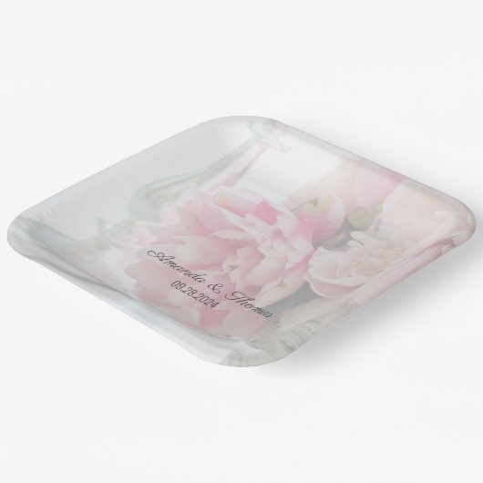 Hübsche Peony Wedding Pappteller (Gewinkelt)