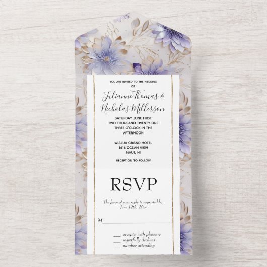 Hübsche Perlblumen All In One Einladung (Innen Boden)