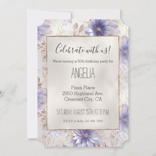 Hübsche Perlblumen Einladung (Vorderseite)