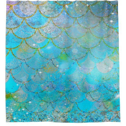 Hübsche Perlenschimmer-Meerjungenskala Duschvorhang (Vorderseite)