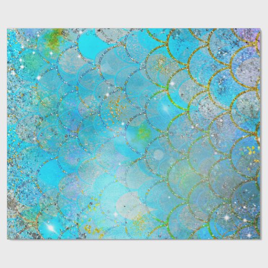 Hübsche Perlenschimmer-Meerjungenskala Geschenkpapier (Flach)