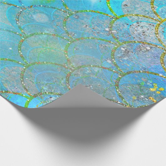 Hübsche Perlenschimmer-Meerjungenskala Geschenkpapier (Ecke)