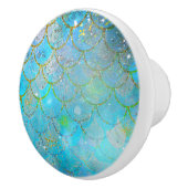 Hübsche Perlenschimmer-Meerjungenskala Keramikknauf (Rechts)