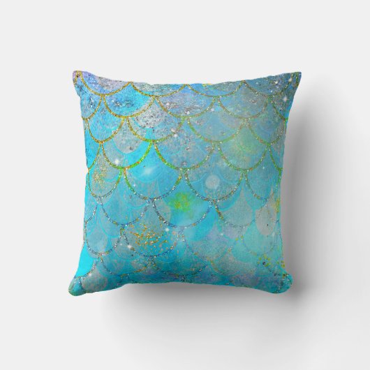 Hübsche Perlenschimmer-Meerjungenskala Kissen (Rückseite)