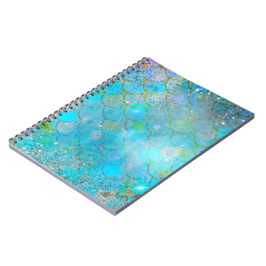 Hübsche Perlenschimmer-Meerjungenskala Notizblock (Linke Seite)