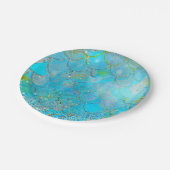 Hübsche Perlenschimmer-Meerjungenskala Pappteller (Schrägansicht)