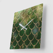 Hübsche Perlenschimmer-Meerjungenskala Quadratische Wanduhr (Winkel)