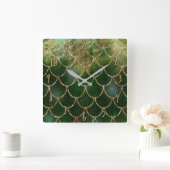 Hübsche Perlenschimmer-Meerjungenskala Quadratische Wanduhr (Zuhause)