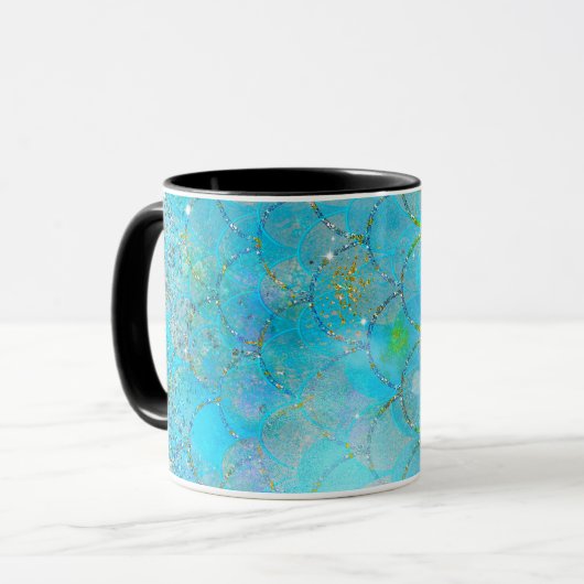 Hübsche Perlenschimmer-Meerjungenskala Tasse (Vorderseite Links)