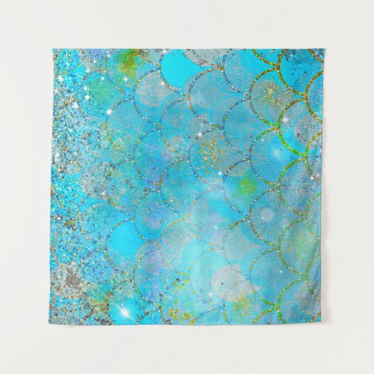 Hübsche Perlenschimmer-Meerjungenskala Wandteppich (Vorderseite (Horizontal))