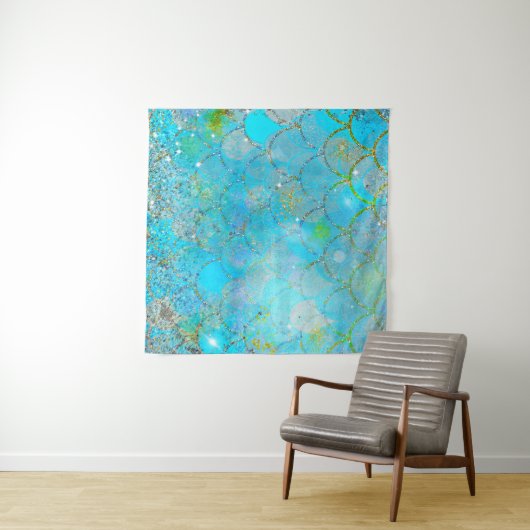 Hübsche Perlenschimmer-Meerjungenskala Wandteppich (Beispiel (Horizontal))