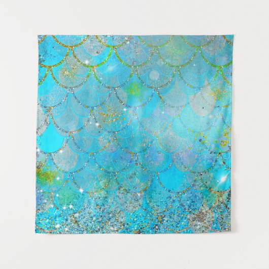 Hübsche Perlenschimmer-Meerjungenskala Wandteppich (Vorderseite)