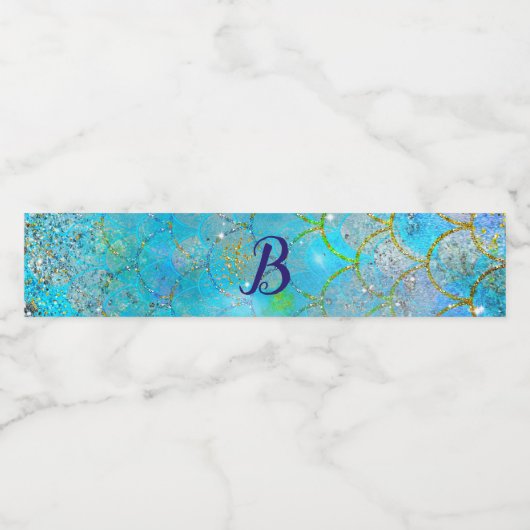 Hübsche Perlenschimmer-Meerjungenskala Wasserflaschenetikett (Einzelnes Label)