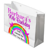 HÜBSCHE PERSONALISIERTE 90. GEBURTSTAG CHRISTLICHE GROßE GESCHENKTÜTE (Vorderseite Schrägansicht)