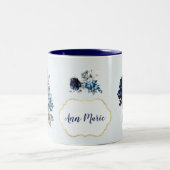 Hübsche Personalisierte blaue Rose Kaffee Tee Tass Zweifarbige Tasse (Mittel)