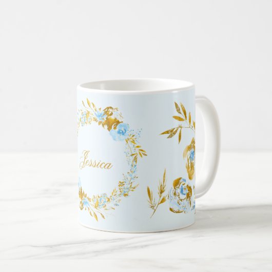 Hübsche Personalisierte Blauer Winter Kaffeetasse (VorderseiteRechts)