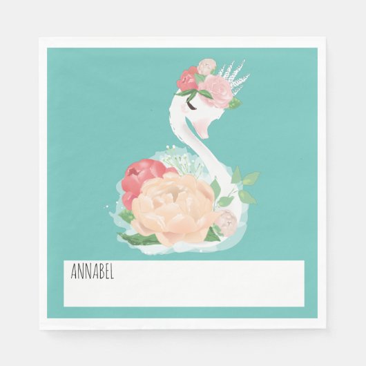 Hübsche Personalisierte Botschaft an die Swan-Schu Serviette (Vorderseite)