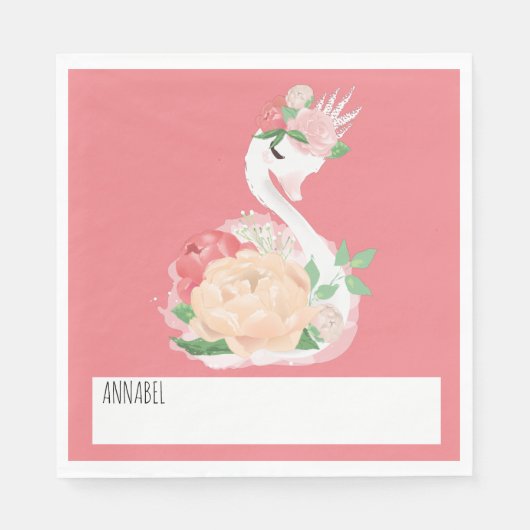 Hübsche Personalisierte Botschaft an die Swan-Schu Serviette (Vorderseite)