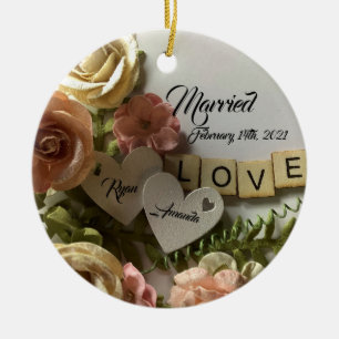 Hübsche Personalisierte Braut- und Bräutigam Ver Keramik Ornament