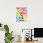 Hübsche personalisierte farbenfrohe 60. Geburtstag Poster (Heimbüro)