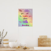 Hübsche personalisierte farbenfrohe 60. Geburtstag Poster (Küche)