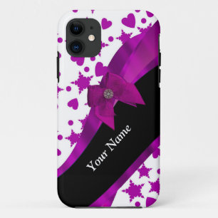 Hübsche personalisierte Magenta mädchenhaft gemust Case-Mate iPhone Hülle