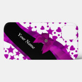 Hübsche personalisierte Magenta mädchenhaft gemust Case-Mate iPhone Hülle (Rückseite (Horizontal))