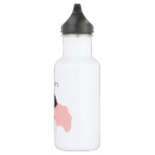 Hübsche Personalisierte Navy Blue & Pink Ginkgo Bl Edelstahlflasche (Rechts)