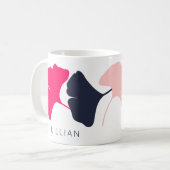 Hübsche Personalisierte Navy Blue & Pink Ginkgo Bl Kaffeetasse (Vorderseite Links)