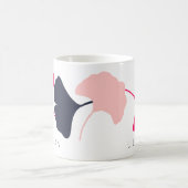 Hübsche Personalisierte Navy Blue & Pink Ginkgo Bl Kaffeetasse (Mittel)