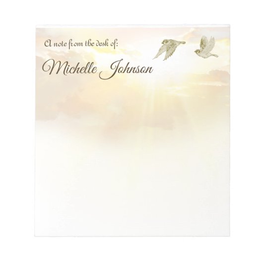 Hübsche Personalisierte Note Pad Sunset Birds Notizblock (Vorderseite)