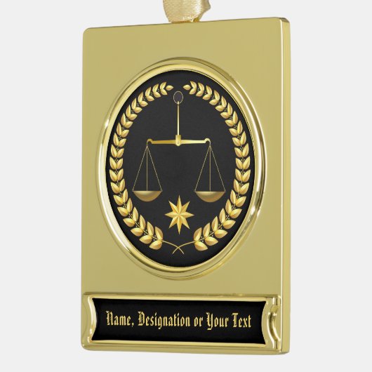 Hübsche personalisierte Rechtsanwalts-Verzierung Banner-Ornament Gold (Links)