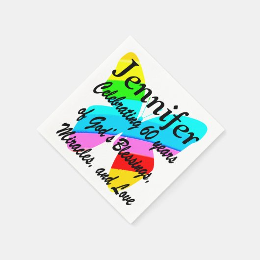 HÜBSCHE PERSONALISIERUNG 60. GEBURTSTAG BUTTERFLY  SERVIETTE (Ecke)