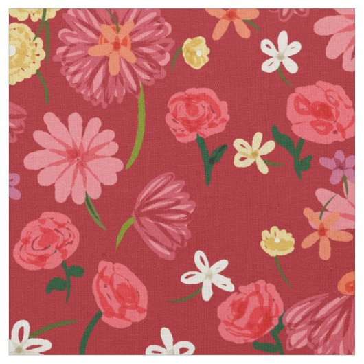 Hübsche Petite Blume Muster in Burgund Rot Stoff (Nahaufnahme)