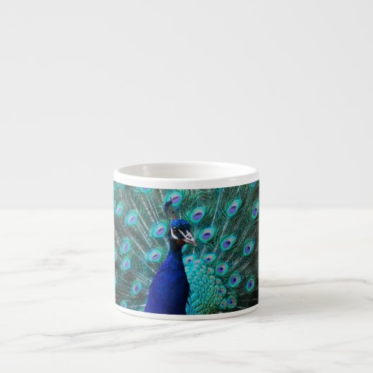 Hübsche Pfau-Spezialitäten-Tasse Espressotasse (Vorderseite)