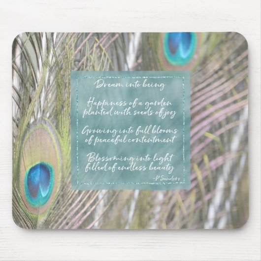 Hübsche Pfauenfeathers Dream Gedicht Mousepad (Vorne)
