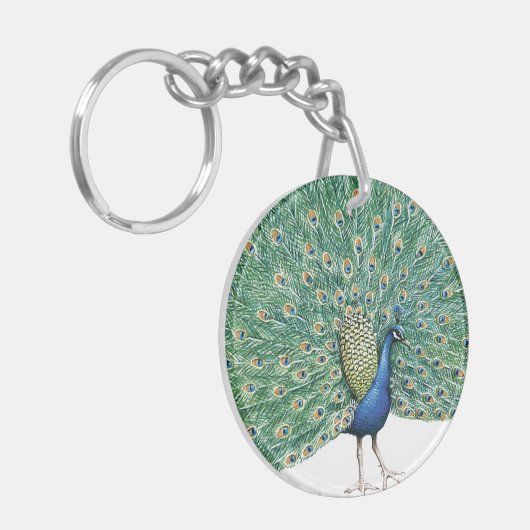 Hübsche Pfauenfeathers Schlüsselanhänger (Vorderseite links)