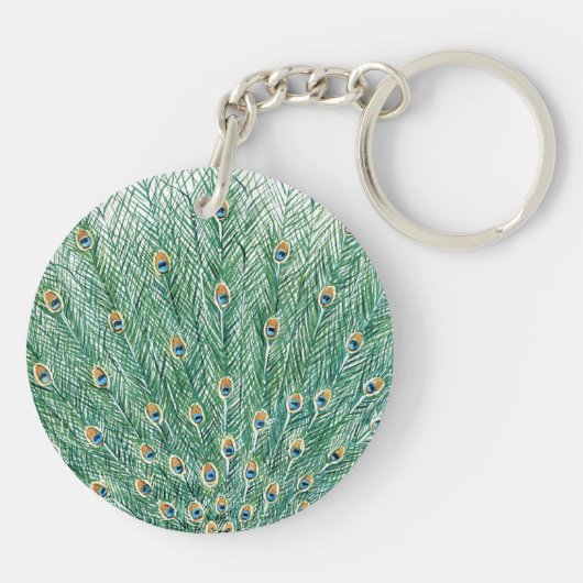 Hübsche Pfauenfeathers Schlüsselanhänger (Rückseite)