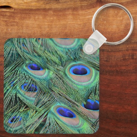 Hübsche Pfauenfeathers Schlüsselanhänger (Rückseite)