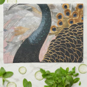 Hübsche Pfauengoldene Weihnachten Geschirrtuch (Gefaltet)