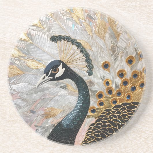 Hübsche Pfauengoldene Weihnachten Getränkeuntersetzer (Vorne)