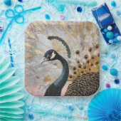 Hübsche Pfauengoldene Weihnachten Pappteller (Party)