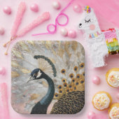 Hübsche Pfauengoldene Weihnachten Pappteller (Party)