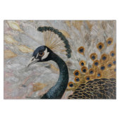 Hübsche Pfauengoldene Weihnachten Schneidebrett (Vorderseite)