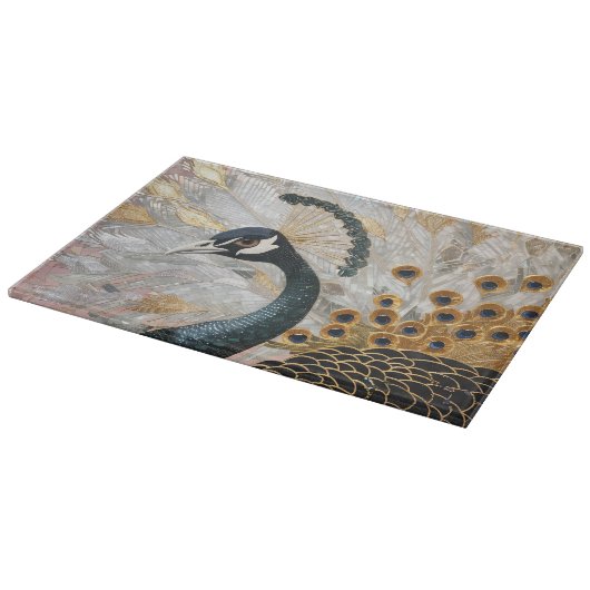 Hübsche Pfauengoldene Weihnachten Schneidebrett (Ecke)