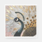Hübsche Pfauengoldene Weihnachten Serviette (Vorderseite)