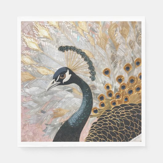 Hübsche Pfauengoldene Weihnachten Serviette (Vorderseite)