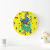 Hübsche Pfauensperre große runde Uhr (Zuhause)